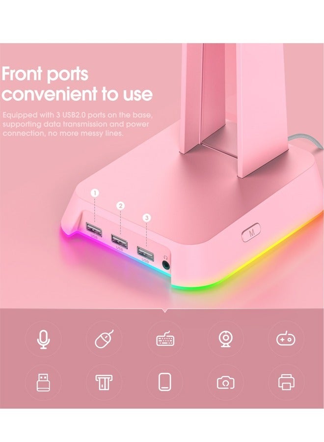 ONIKUMA Gaming Headphone Stand With White RGB Lighting USB port - Image 5