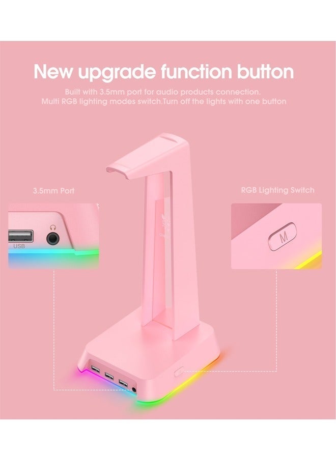 ONIKUMA Gaming Headphone Stand With White RGB Lighting USB port - Image 4