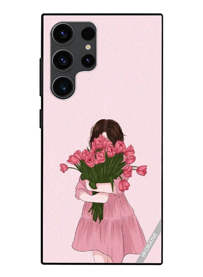 VR CREATIVE Protective Case Cover For Samsung Galaxy S23 Ultra 5G Girl Hugging Bouquet Design Multicolour - Image 1