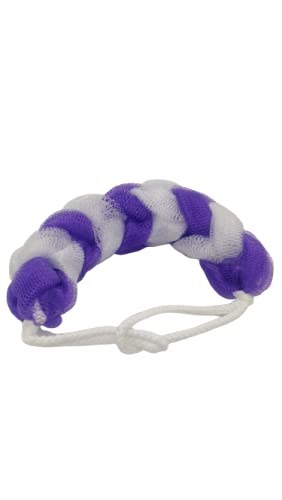 KIRA Long Stretch Back Sponge with Rope Handles Back Scrubber Bath Shower Mesh Sponge Exfoliating Body Scrub Stretch Braided Loofah for Men and Women (Purple) - Image 3