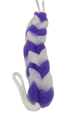 KIRA Long Stretch Back Sponge with Rope Handles Back Scrubber Bath Shower Mesh Sponge Exfoliating Body Scrub Stretch Braided Loofah for Men and Women (Purple) - Image 2