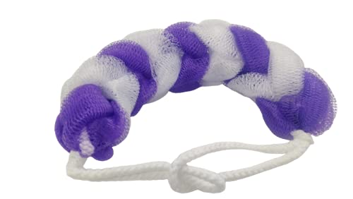 KIRA Long Stretch Back Sponge with Rope Handles Back Scrubber Bath Shower Mesh Sponge Exfoliating Body Scrub Stretch Braided Loofah for Men and Women (Purple) - Image 1