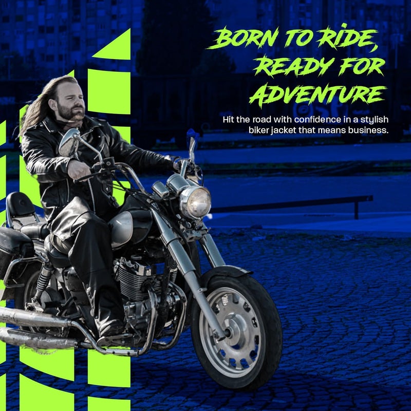 HWK Brando Leather Motorcycle Jacket for Men, Genuine Black Leather Jacket with Removable CE Armor for Motorbike Riding - Image 5
