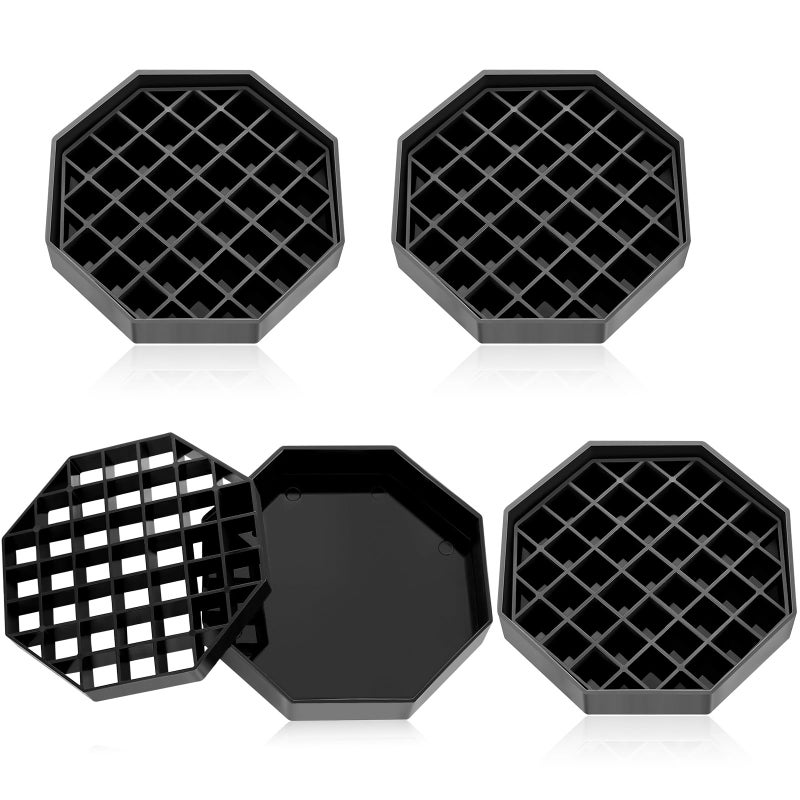 Suclain 4 Pcs 4 Inch Coffee Drip Tray Black Plastic Octagon Coffee Countertop Drip Coaster with Honeycomb Grid for Drink Tea Wine Beverage Dispenser