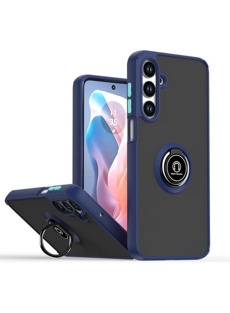 غطاء بمسند حلقي معدني دوار لهاتف Samsung Galaxy A36 5G مضاد لبصمات الأصابع ومقاوم للخدش بلمسة نهائية مطفأة اللمعة وممتص للصدمات من مادة TPU غطاء مغناطيسي للسيارة لهاتف Samsung Galaxy A36 5G - Image 1