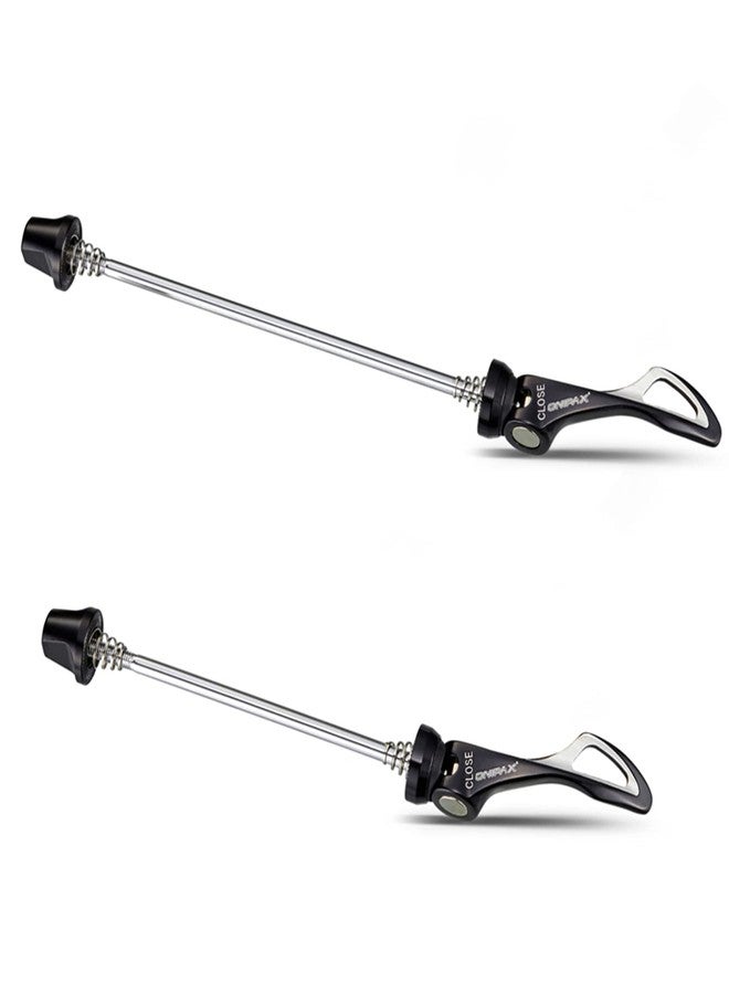 ONIPAX MTB Road Mountain Bicycle Wheel Hub Front and Rear Quick Release Skewer (Black) - Image 1