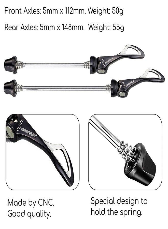 ONIPAX MTB Road Mountain Bicycle Wheel Hub Front and Rear Quick Release Skewer (Black) - Image 3