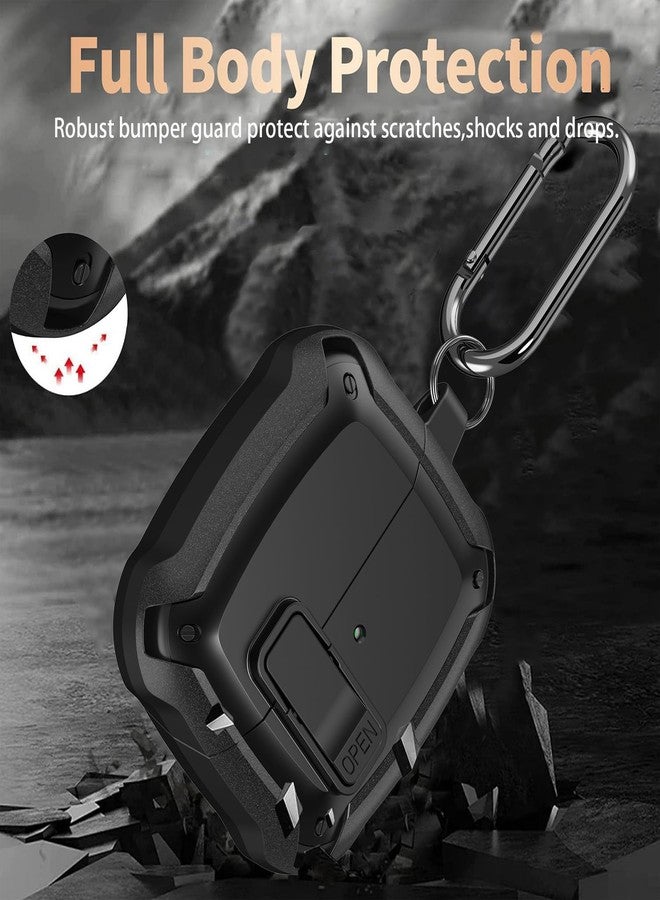 Olytop Galaxy Buds 3 Pro/3/3 FE Case Cover with Secure Lock Clip, Shockproof Samsung Galaxy Buds3/3 Pro 2024/3 FE 2025 Protective Hard Cover Shell with Carabiner&Cleaner kit for Men Women, Black - Image 3