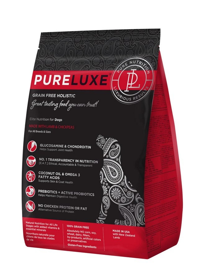 PURELUXE Grain and Gluten Free Dog Food, Lamb and Chickpea Elite Nutrition, Hypoallergenic, for All Breeds and Sizes, All Life Stages, Made in The USA, 4lbs - Image 1
