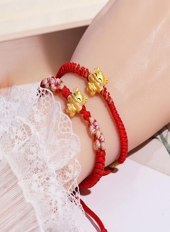 TEMICO 2024 Year of Dragon Bracelet Chinese Zodiac Animal Dragon Charm Bracelet for Women Adjustable Lucky Red String Bracelets,(Style 2) - Image 5
