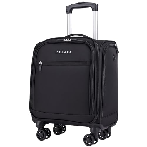 Verage Underseat Carry On Luggage with Wheels, 14.5-Inch Spinner Small Suitcase, Softside Lightweight Travel Bag for Men and Women, Airplane Carry On Bag, Black - Image 1