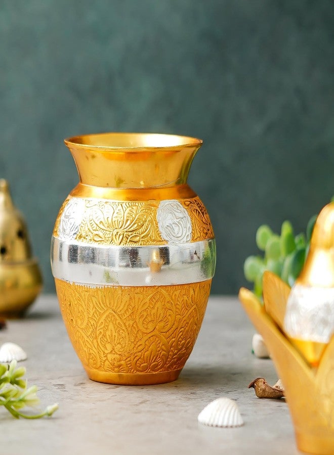 Webelkart Premium Plated Pooja Kalash with Coconut for Pooja Decor with Red Velvet Box/Swastik Kalash for Puja Temple Home Decorative Item/Diwali Gift Item/mangal Kalash (Gold) - Image 2