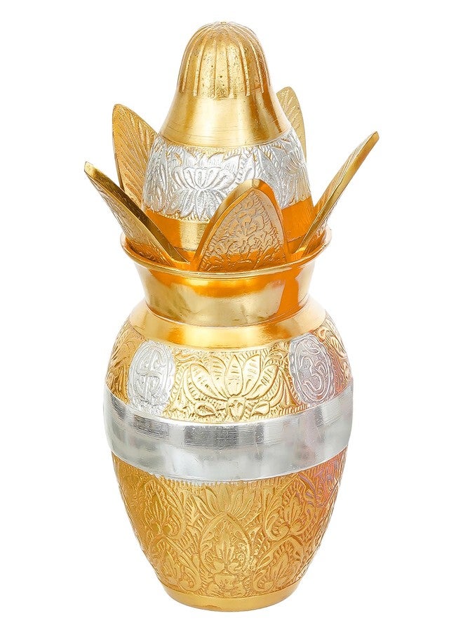 Webelkart Premium Plated Pooja Kalash with Coconut for Pooja Decor with Red Velvet Box/Swastik Kalash for Puja Temple Home Decorative Item/Diwali Gift Item/mangal Kalash (Gold) - Image 5