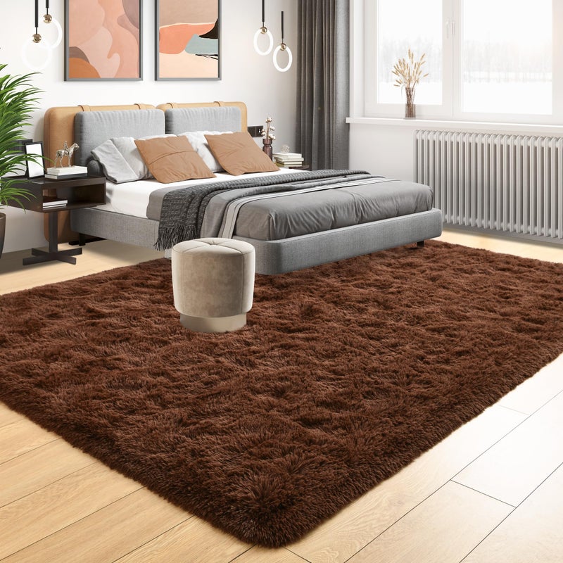 Tepook Super Soft Fluffy Rug for Bedroom  Modern Shaggy Rug Fuzzy Kids Rug for Living Room  Plush Indoor Nursery Home Decor Dorm Rug with Non-Slip Bottom  Brown  3 X 5 Feet - Image 1