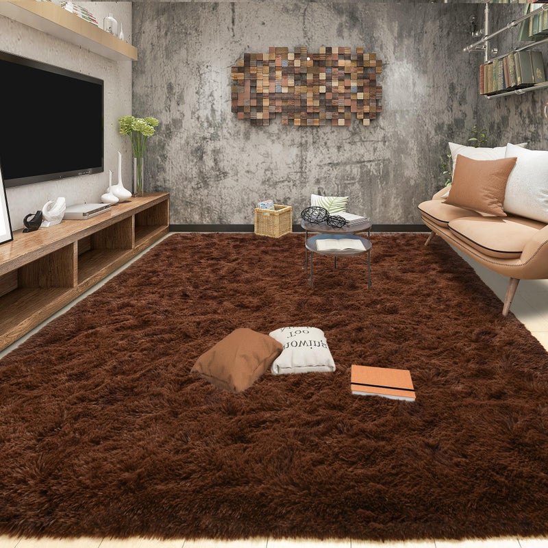 Tepook Super Soft Fluffy Rug for Bedroom  Modern Shaggy Rug Fuzzy Kids Rug for Living Room  Plush Indoor Nursery Home Decor Dorm Rug with Non-Slip Bottom  Brown  3 X 5 Feet - Image 2