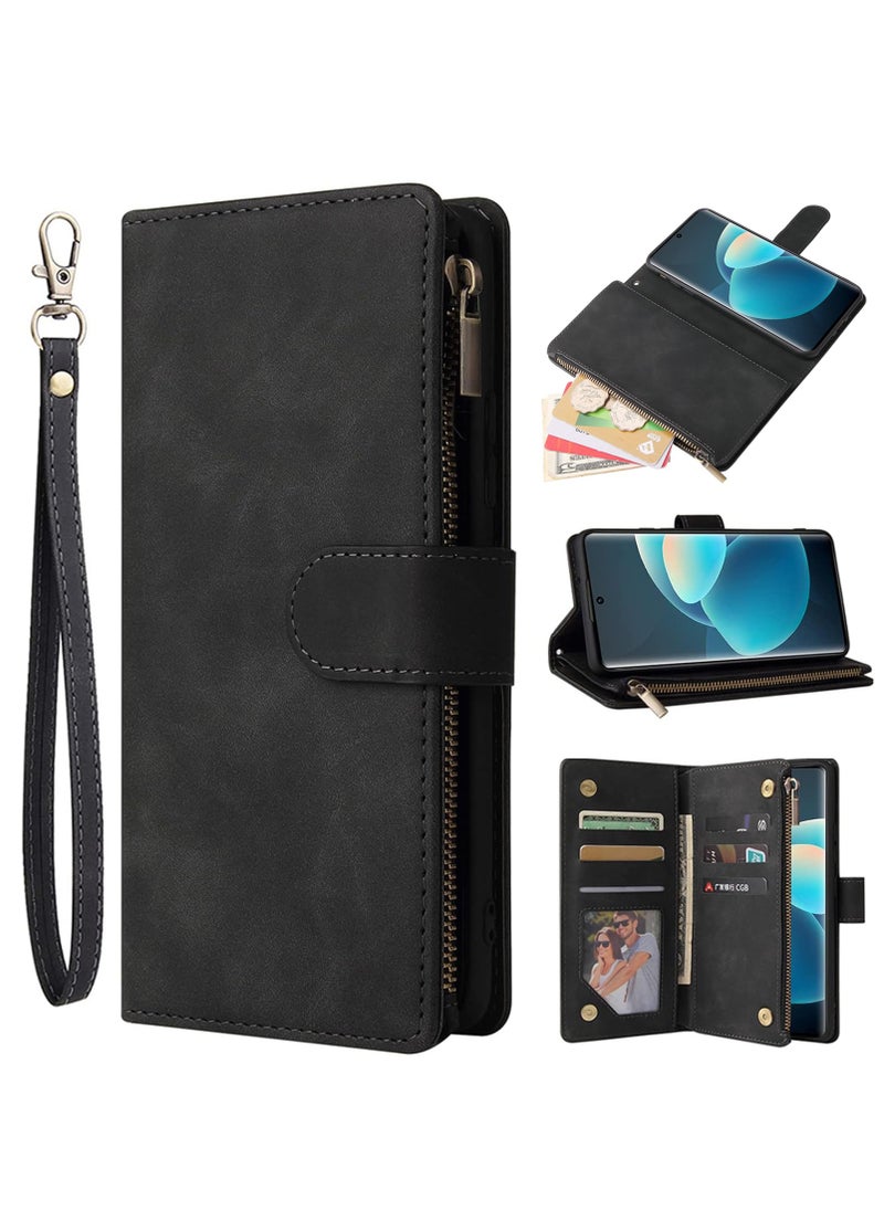 Generic - For Samsung Galaxy A54 Wallet Case, PU Leather Folio Funda Cover with Card Holder and Wrist Strap, Compatible with Samsung A54 5G Shockproof Full Body Protective Mobile Phone Flip Cover - Image 1