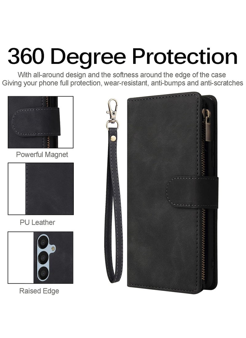 Generic - For Samsung Galaxy A54 Wallet Case, PU Leather Folio Funda Cover with Card Holder and Wrist Strap, Compatible with Samsung A54 5G Shockproof Full Body Protective Mobile Phone Flip Cover - Image 1