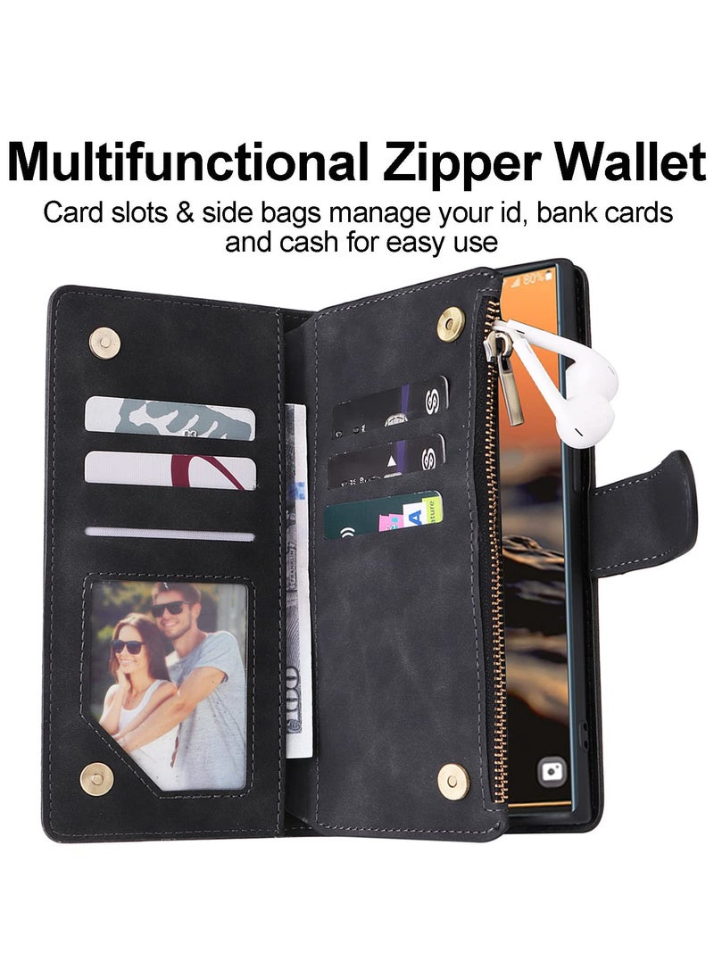 Generic - For Samsung Galaxy A54 Wallet Case, PU Leather Folio Funda Cover with Card Holder and Wrist Strap, Compatible with Samsung A54 5G Shockproof Full Body Protective Mobile Phone Flip Cover - Image 1