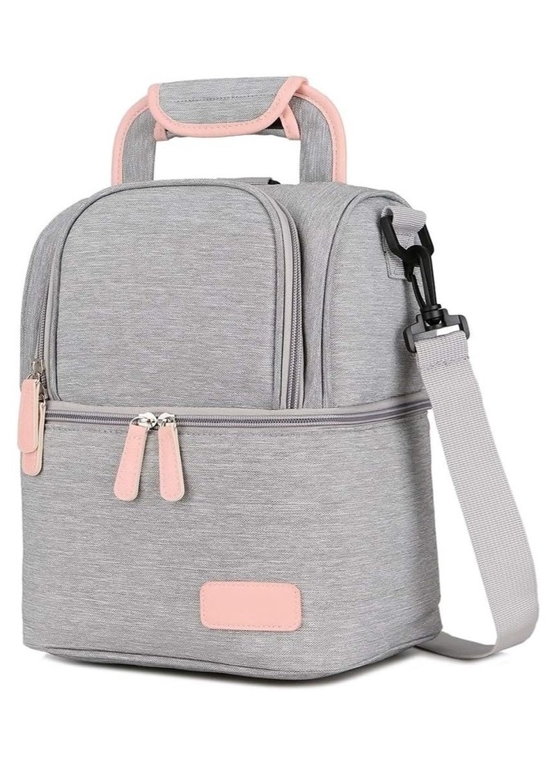 Beauenty Breast Pump Backpack Breastmilk Cooler & Insulated Baby Bottle Bag Waterproof - Portable Thermal Insulated Lunch Bag/Large Capacity Handbag/Baby Milk Freezer for Work Mommy Women  Grey  - Image 1