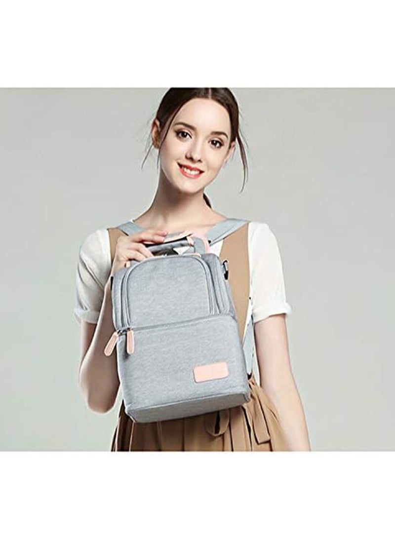 Beauenty Breast Pump Backpack Breastmilk Cooler & Insulated Baby Bottle Bag Waterproof - Portable Thermal Insulated Lunch Bag/Large Capacity Handbag/Baby Milk Freezer for Work Mommy Women  Grey  - Image 2