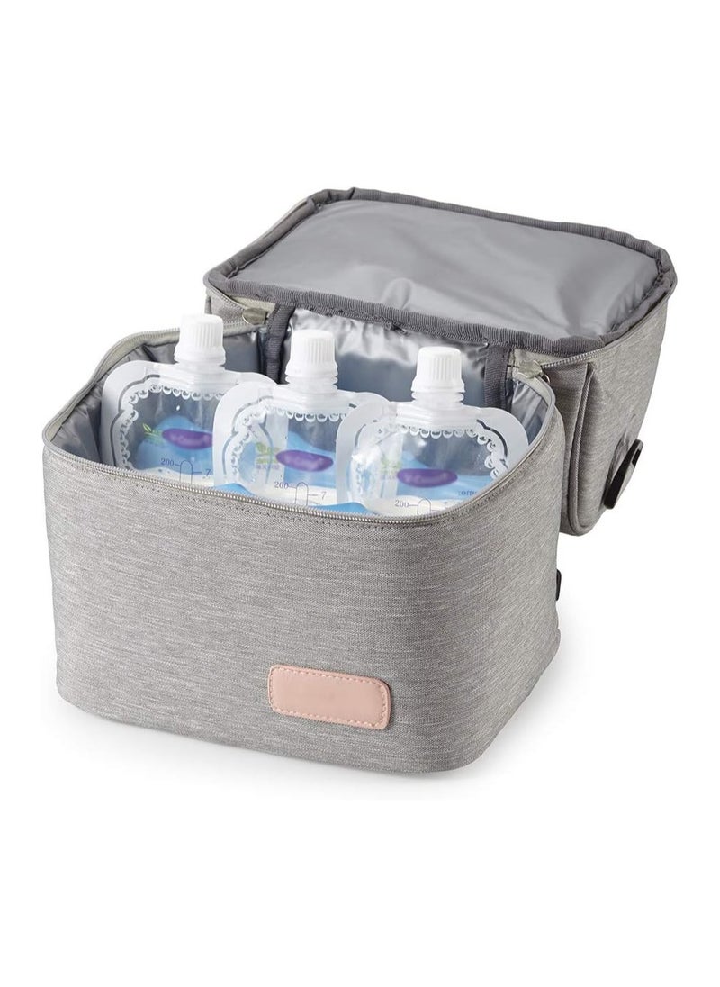 Beauenty Breast Pump Backpack Breastmilk Cooler & Insulated Baby Bottle Bag Waterproof - Portable Thermal Insulated Lunch Bag/Large Capacity Handbag/Baby Milk Freezer for Work Mommy Women  Grey  - Image 4