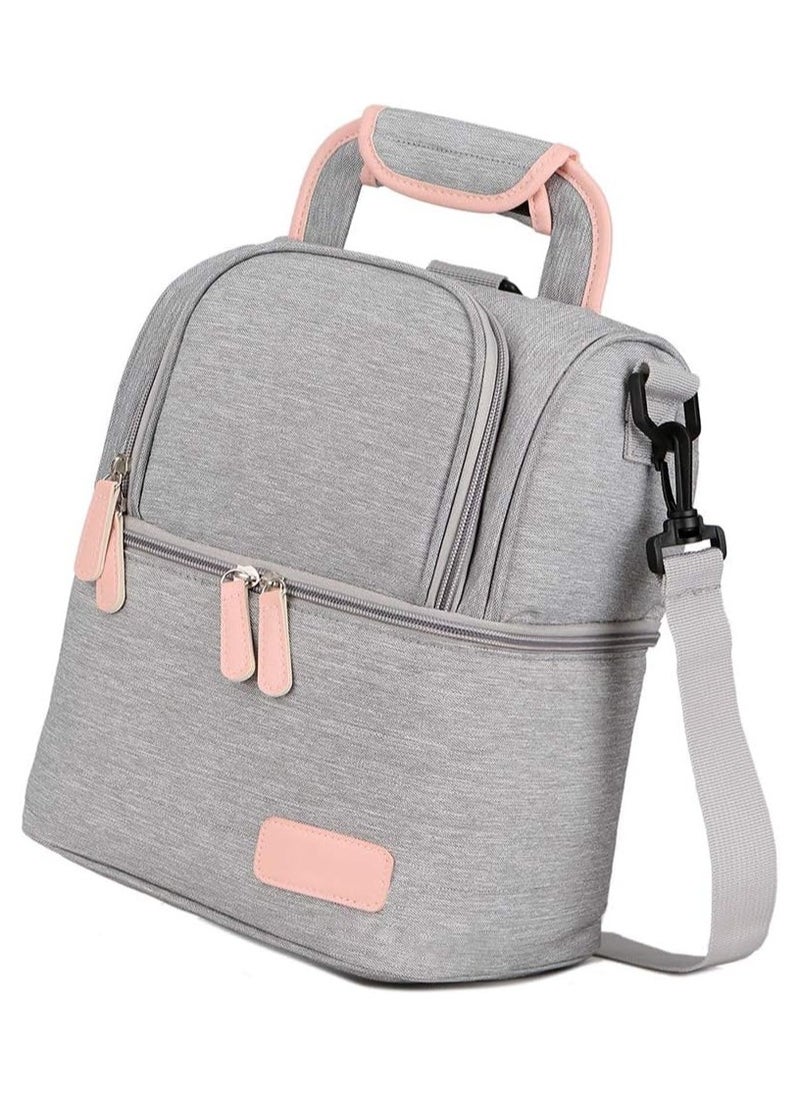 Beauenty Breast Pump Backpack Breastmilk Cooler & Insulated Baby Bottle Bag Waterproof - Portable Thermal Insulated Lunch Bag/Large Capacity Handbag/Baby Milk Freezer for Work Mommy Women  Grey  - Image 5