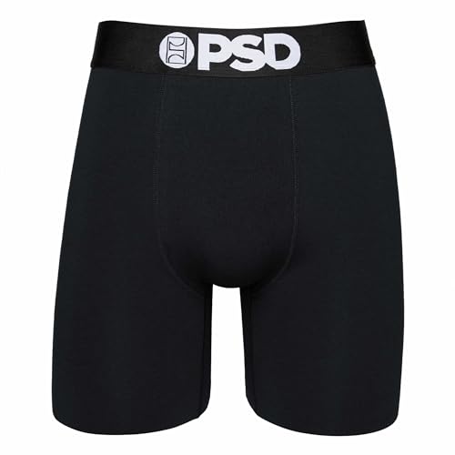 PSD شورت بوكسر للرجال من PSD - 3 قطع قطنية سوداء، حزمة ملابس داخلية بطول قياسي، شورت بوكسر قابل للتنفس ومزيل للرطوبة للرجال، كبير - Image 3