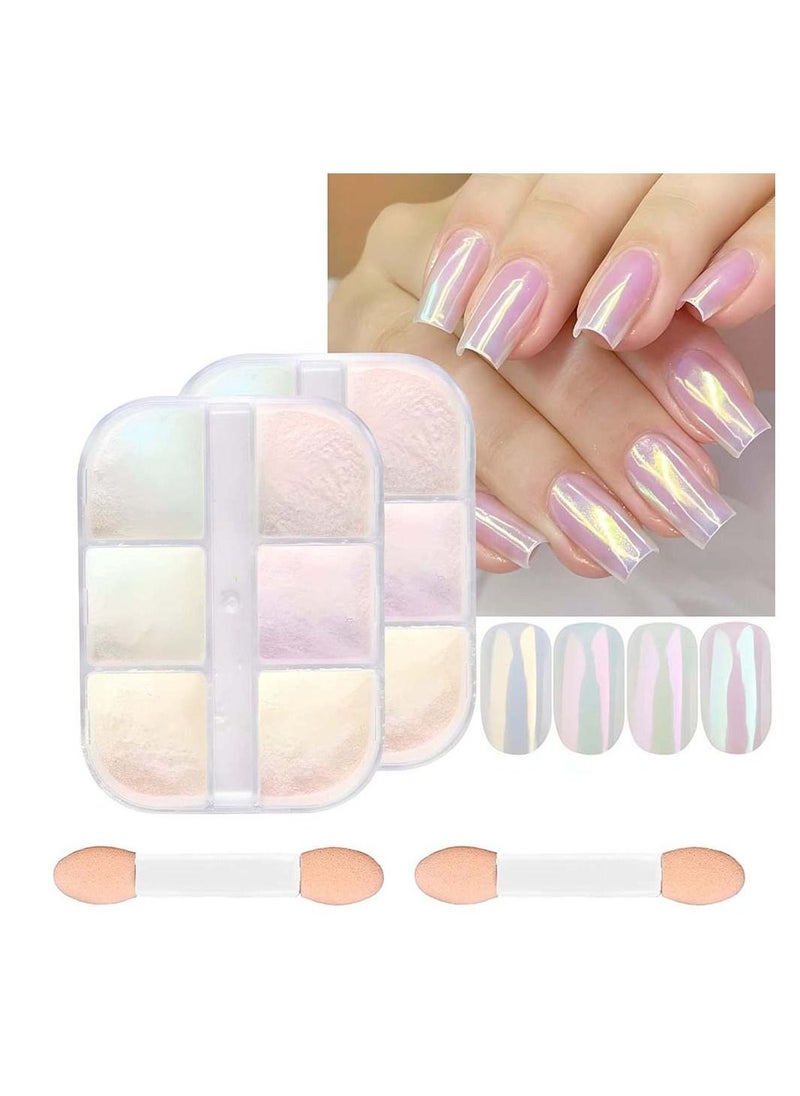SYOSI Chrome Nail Powder Metallic Mirror Effect Pigment Chrome Iridescent Pearl Mica Powder Mirror Laser Aurora Nail Powder Aurora Powder  for Nail Art  - Image 1