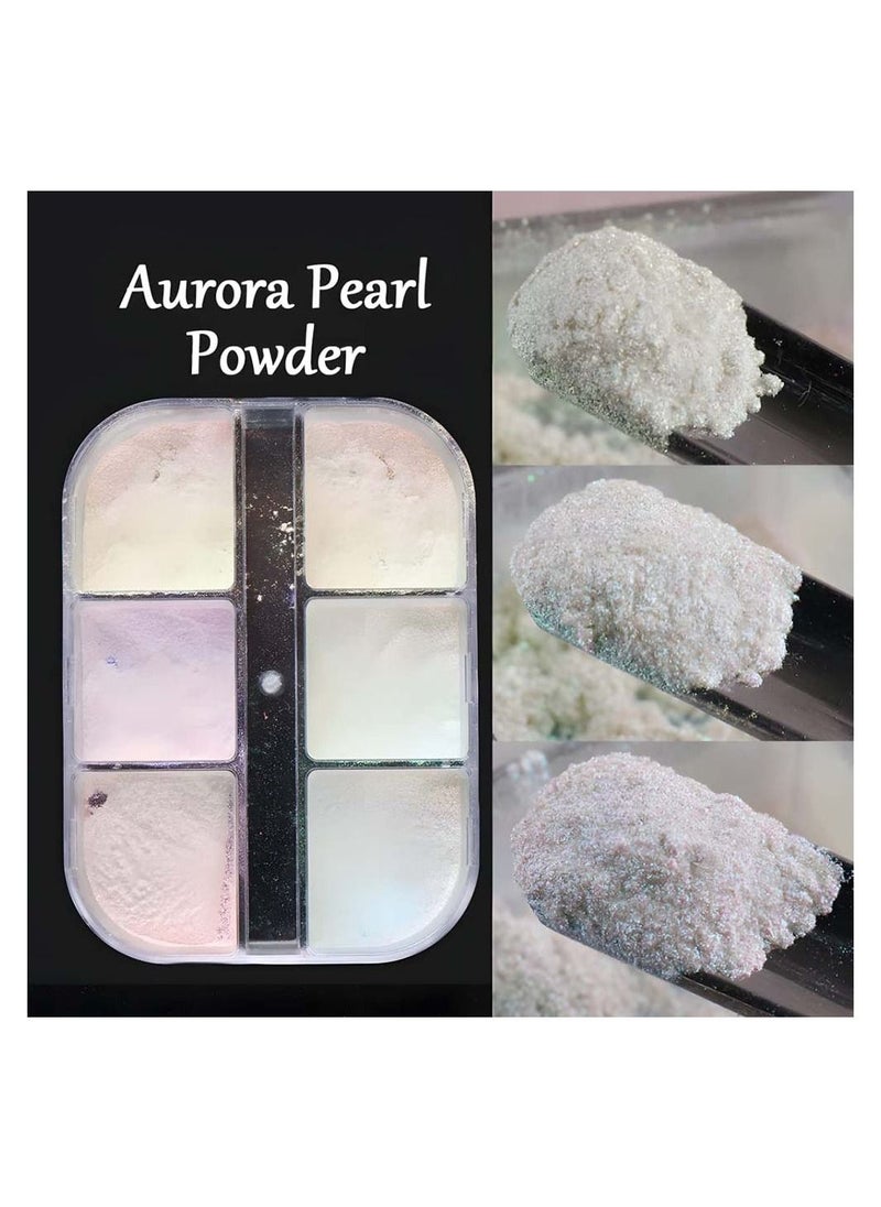 SYOSI Chrome Nail Powder Metallic Mirror Effect Pigment Chrome Iridescent Pearl Mica Powder Mirror Laser Aurora Nail Powder Aurora Powder  for Nail Art  - Image 4