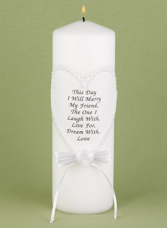 Hortense B. Hewitt Wedding Accessories 9-Inch Pillar and 2 10-Inch Tapers Unity Candles, Set of 3, This Day I Will Marry My Friend - Image 2