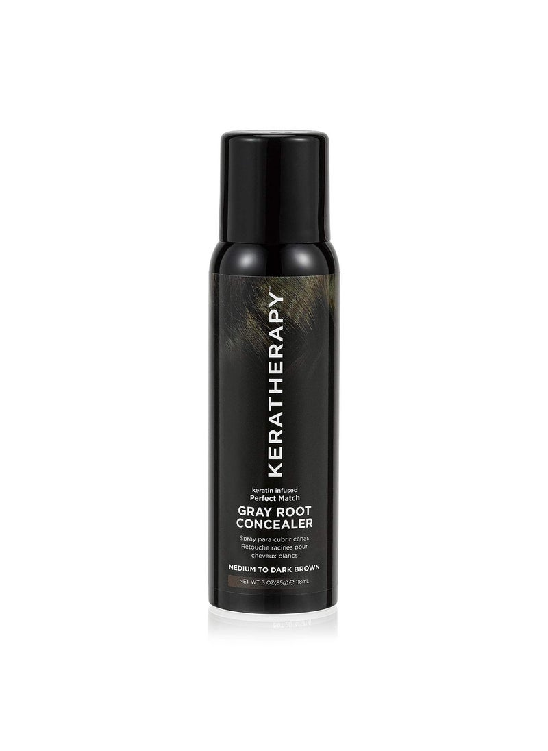 KERATHERAPY Keratherapy Keratin Infused Perfect Match Gray Root Concealer Spray, Dark Brown, 3 oz, 118 ml - Root Cover Up Spray to Hide Gray Roots - Keratin Therapy Hair Darkening & Temporary Scalp Concealer 
