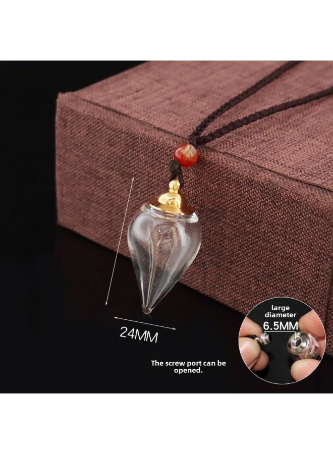 Openable Transparent Glass Ball Cinnabar Bottle Hollow Pendant Lanugo Hair Quack Box Pendant Men's And Women's Lovers Necklace