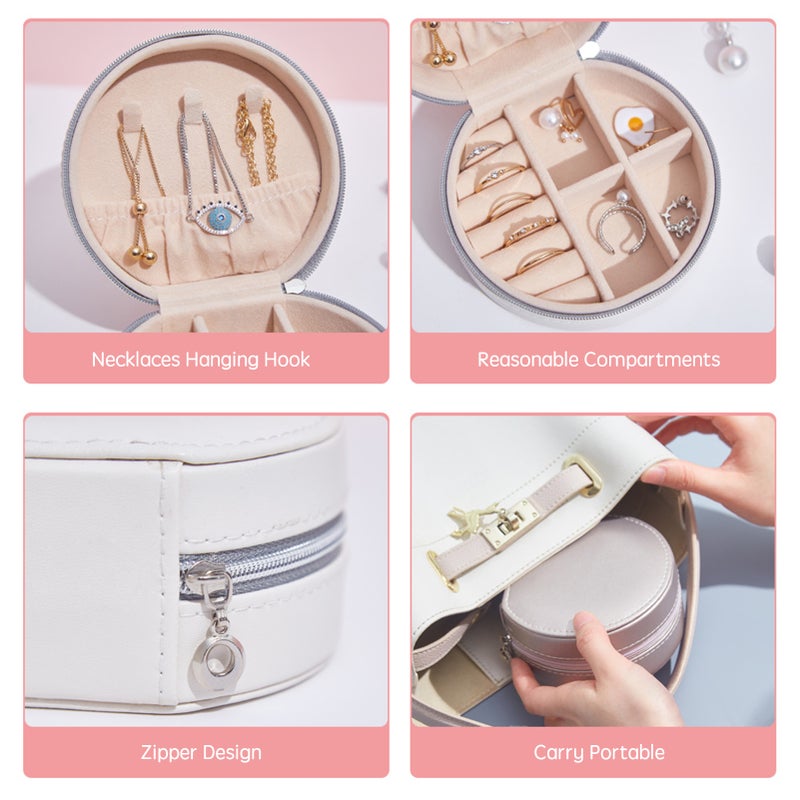 PU Leather Simple Jewel Box Multifunctional Ornaments Storage Box for Rings Earring Necklace - Image 4