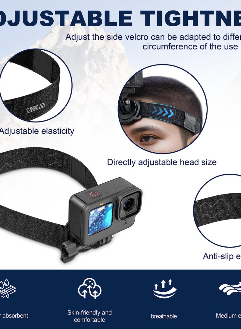 Excefore 3 Head Strap Holder Mount, VLOG/POV Accessories for DJI OSMO Action Camera, Insta360 X3/One R/RS, GoPro Hero Series (Headband Mount)  - Image 5
