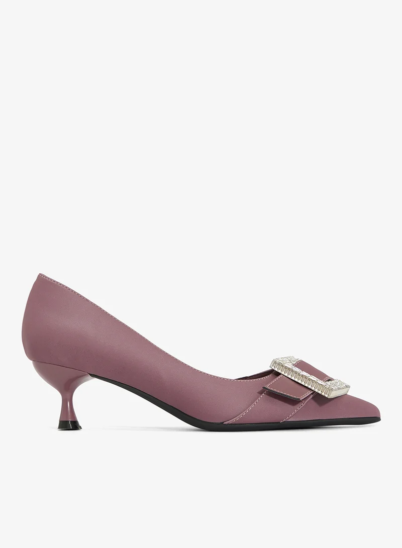 Diamonte Rhinestone Embellished Kitten Heel Pumps