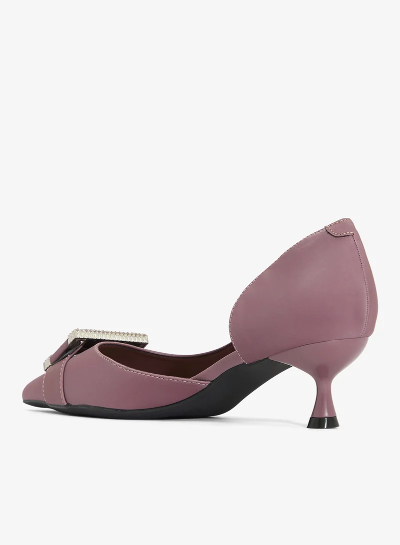 Ella Limited Edition Purple Diamonte Rhinestone Embellished Kitten Heel Pumps for Women | Best Price UAE