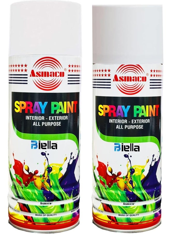 Biella All Purpose Fast Drying Acrylic Spray Paint (White/Matt White)