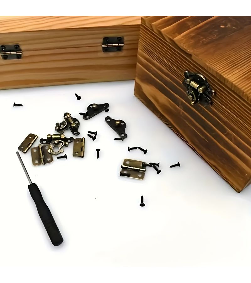 36pcs Locks And Hinges Vintage Jewelry Box Decorative Latches With Mounting Screws Mini Wooden Box Storage Latches 1.1x0.95 Inch 0.7x0.3 Inch - Image 3