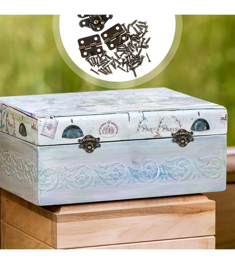 36pcs Locks And Hinges Vintage Jewelry Box Decorative Latches With Mounting Screws Mini Wooden Box Storage Latches 1.1x0.95 Inch 0.7x0.3 Inch - Image 4