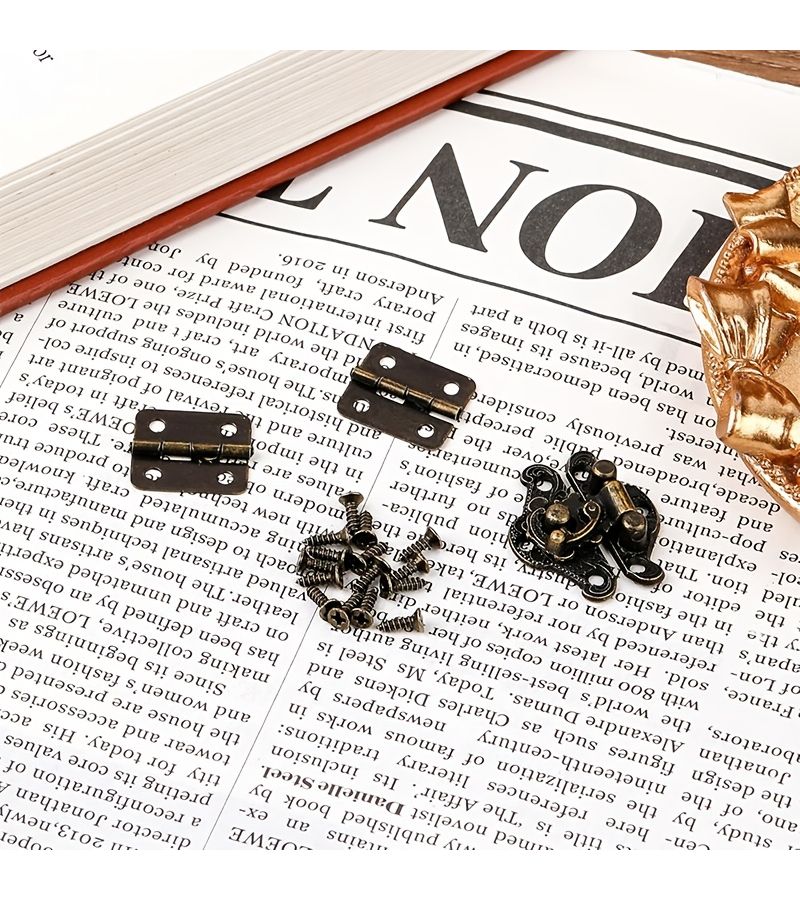 36pcs Locks And Hinges Vintage Jewelry Box Decorative Latches With Mounting Screws Mini Wooden Box Storage Latches 1.1x0.95 Inch 0.7x0.3 Inch - Image 2