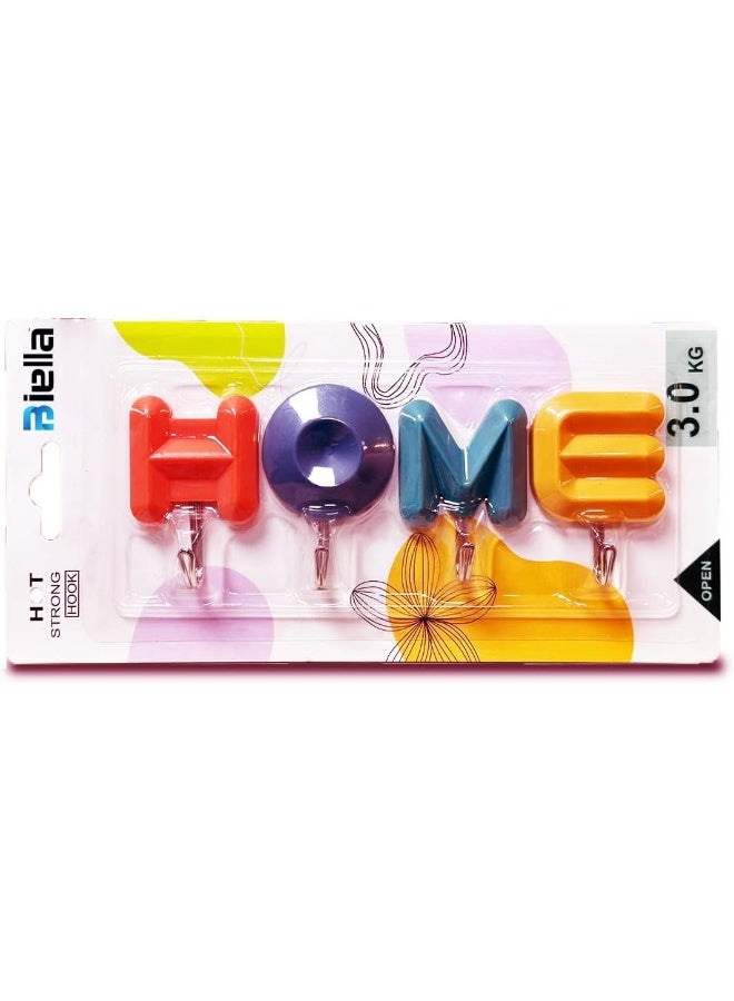 Biella 4 Pcs Self-Adhesive Stocking Holder Home Alphabet Wall Key Hooks For Home Kitchen Bathroom Office Etc - Image 1