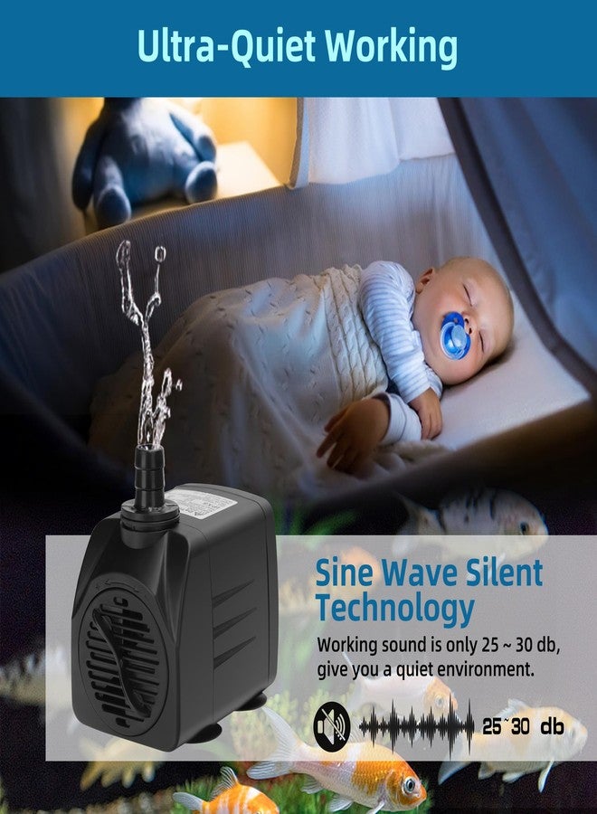 داتو مضخة مياه غاطسة صغيرة من داتو مزودة بإضاءة LED، 400 جالون في الساعة، 25 واط، مضخة مياه صغيرة فائقة الهدوء مع أنبوب، مناسبة لأحواض السمك، البرك الخارجية، النوافير، والتماثيل. - Image 4