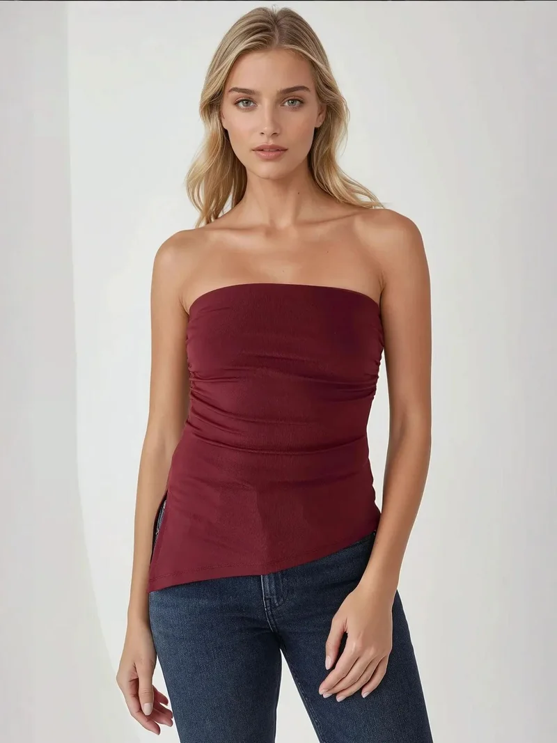 HICCUP Strapless Slim Fit Knitted Top