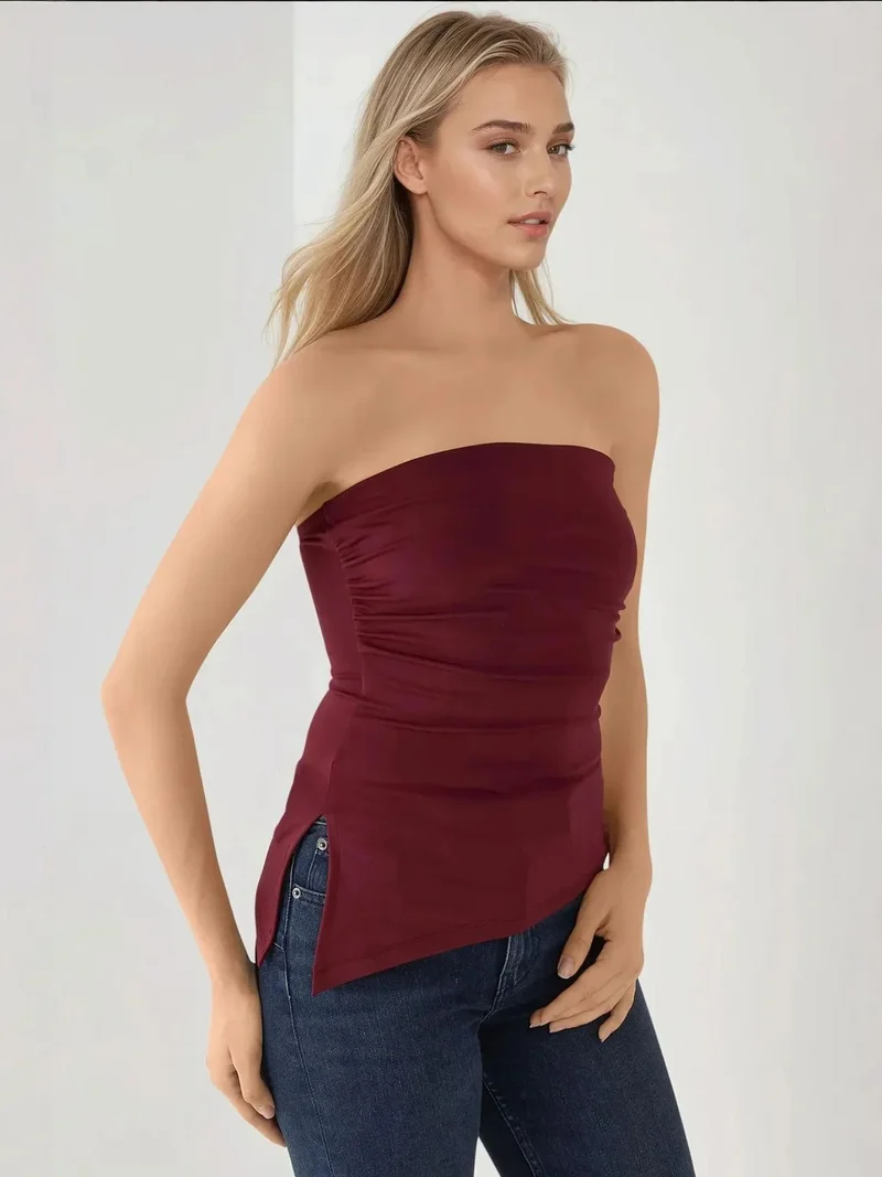 HICCUP Strapless Slim Fit Knitted Top
