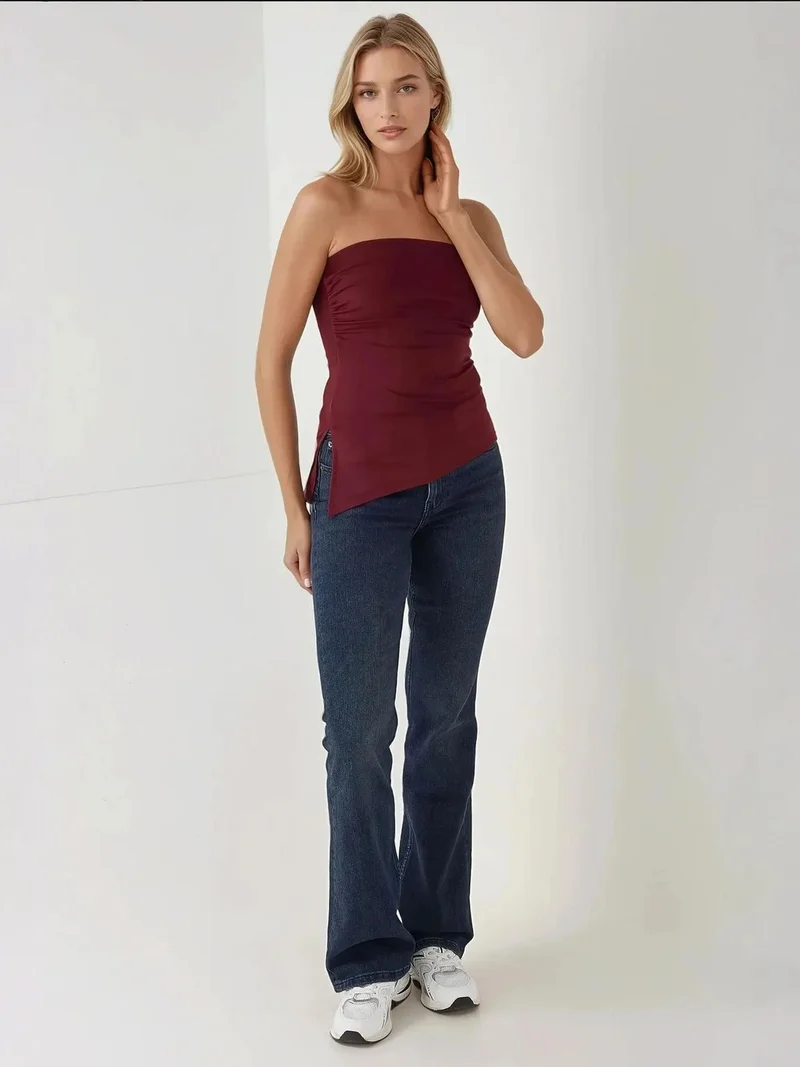 HICCUP Strapless Slim Fit Knitted Top
