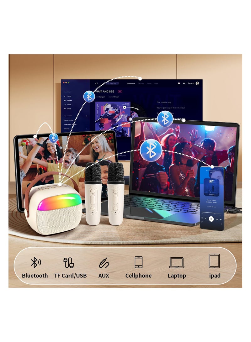 سيوسي Mini Karaoke Machine for Kids Adults, Portable Karaoke Speaker with 2 Wireless Microphones and Lights,  Birthday Toys Gifts for Girls Boys Ages 4, 5, 6, 7, 8, 9, 10, 12+ Family Home Party - Image 3