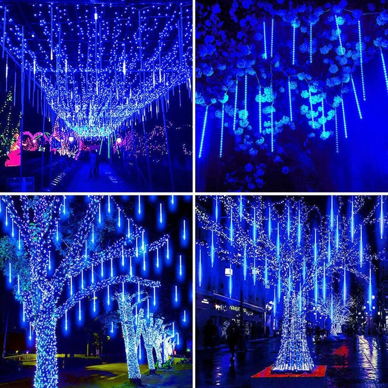MIRADH MIRADH Rain Drop Lights LED Meteor Shower Lights 118 inch 8 Tubes 192leds Icicle Falling Lights for Diwali Lights for Decoration for Home Xmas Tree Christmas Decoration Outdoor Blue  - Image 5