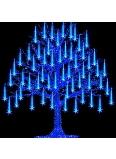 MIRADH MIRADH Rain Drop Lights LED Meteor Shower Lights 118 inch 8 Tubes 192leds Icicle Falling Lights for Diwali Lights for Decoration for Home Xmas Tree Christmas Decoration Outdoor Blue  - Image 2