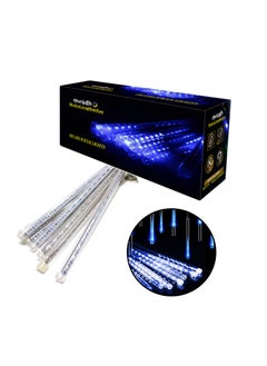 MIRADH MIRADH Rain Drop Lights LED Meteor Shower Lights 118 inch 8 Tubes 192leds Icicle Falling Lights for Diwali Lights for Decoration for Home Xmas Tree Christmas Decoration Outdoor Blue  - Image 1