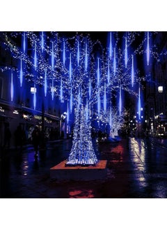 MIRADH MIRADH Rain Drop Lights LED Meteor Shower Lights 118 inch 8 Tubes 192leds Icicle Falling Lights for Diwali Lights for Decoration for Home Xmas Tree Christmas Decoration Outdoor Blue  - Image 4